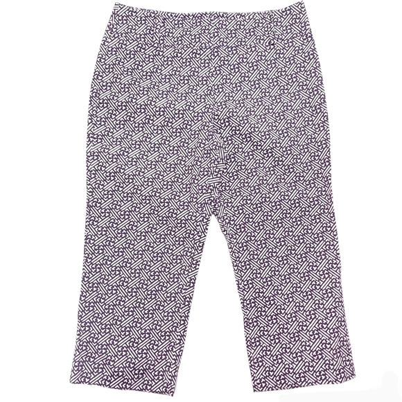 Talbots Pants - NWOT TALBOTS Petite Women's Cropped Pants Purple White Geometric Stretch - Sz 8P